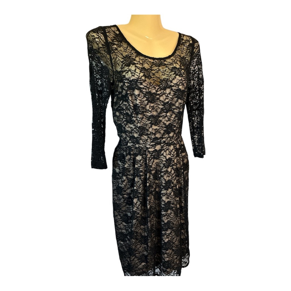 Betsey Johnson Dress Lace Fit & Flare Cocktail Whimsigoth Witchy Chic Black S 6